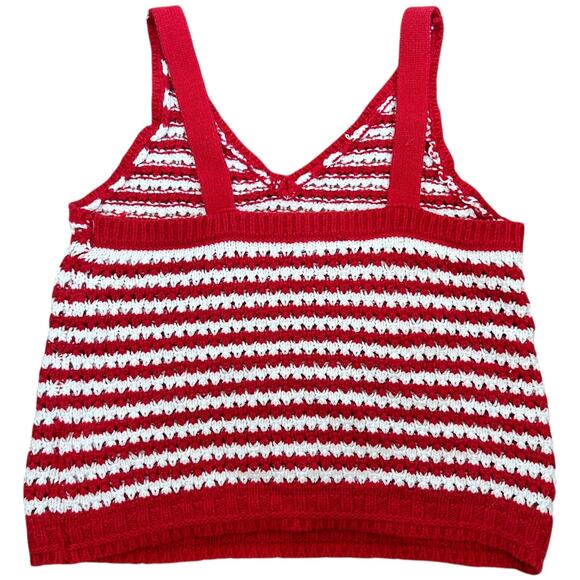 Freshman Red and White Crocheted Crop Top Women’s Size Large Y2K - Picture 4 of 8
